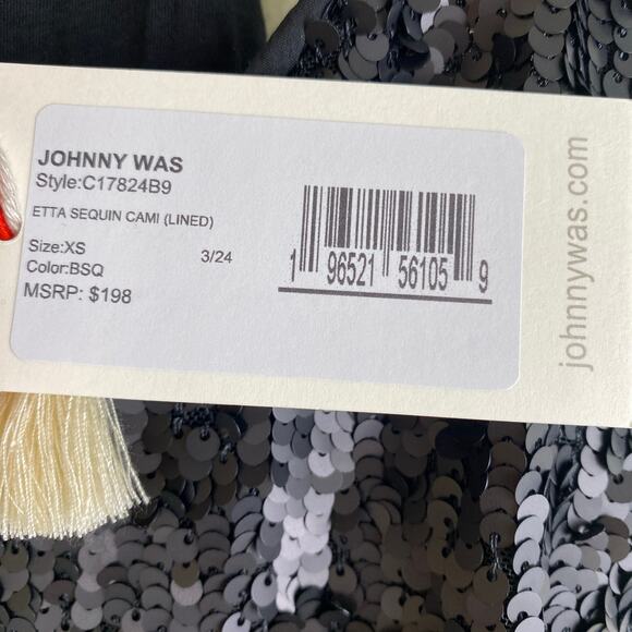 NWT Johnny Was Etta Sequin Cami Size XS Black Top - Picture 11 of 14